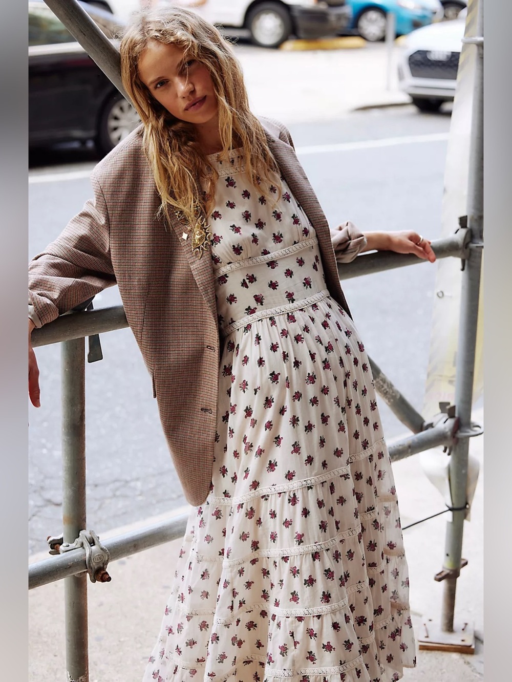 NWT FREE PEOPLE Daydreamer Midi Dress | Tea Combo MSRP $198 Size XS Oversized